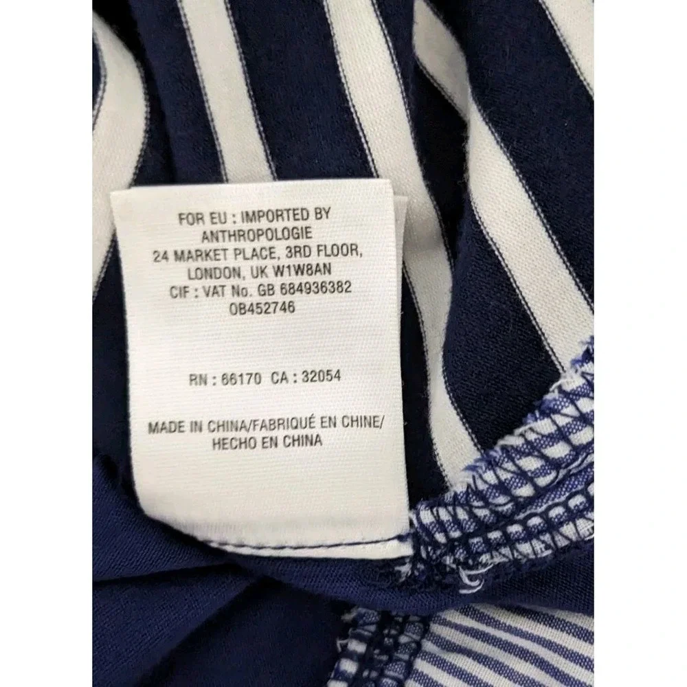 ANTHROPOLOGIE LITTLE YELLOW BUTTON Top Womens XS Navy Blue Built In Shirt N13 - Picture 8 of 10